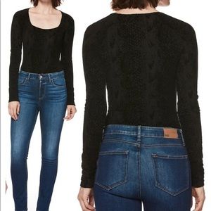 Paige Carina Velvet Burnout Snakeprint Bodysuit